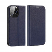 Dux Ducis Skin X2 Case - кожен калъф с поставка и отделение за кр. карти за iPhone 14 Pro (син) 1