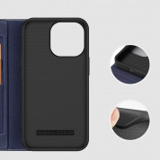 Dux Ducis Skin X2 Case - кожен калъф с поставка и отделение за кр. карти за iPhone 14 Pro (син) 6