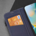 Dux Ducis Skin X2 Case - кожен калъф с поставка и отделение за кр. карти за iPhone 14 Pro (син) 8