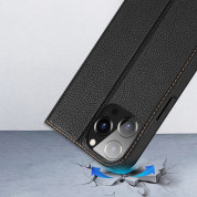Dux Ducis Skin X2 Case - кожен калъф с поставка и отделение за кр. карти за iPhone 14 Pro Max (черен) 11