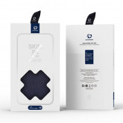 Dux Ducis Skin X2 Case - кожен калъф с поставка и отделение за кр. карти за iPhone 14 Pro Max (син) 12