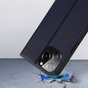 Dux Ducis Skin X2 Case - кожен калъф с поставка и отделение за кр. карти за iPhone 14 Pro Max (син) 8
