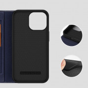 Dux Ducis Skin X2 Case - кожен калъф с поставка и отделение за кр. карти за iPhone 14 Pro Max (син) 7