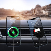 Joyroom Magnetic Wireless Vent Car Holder With LED Ring 15W - поставка за радиаторa на кола с безжично зареждане за iPhone с Magsafe (сребрист) 4