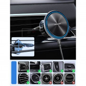 Joyroom Magnetic Wireless Vent Car Holder With LED Ring 15W - поставка за радиаторa на кола с безжично зареждане за iPhone с Magsafe (сребрист) 2