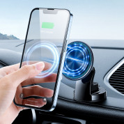 Joyroom Magnetic MagSafe Dashboard Car Mount With LED Ring 15W - поставка за таблото на кола с безжично зареждане за iPhone с Magsafe (сребрист) 5