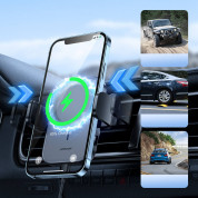Joyroom Magnetic Wireless Vent Car Electric Holder 15W - поставка за радиаторa на кола с безжично зареждане за iPhone с Magsafe (черен) 6
