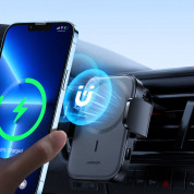 Joyroom Magnetic Wireless Vent Car Electric Holder 15W - поставка за радиаторa на кола с безжично зареждане за iPhone с Magsafe (черен) 3