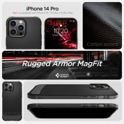 Spigen Rugged Armor MagSafe Case - хибриден кейс с висока степен на защита с MagSafe за iPhone 14 Pro (черен)  5