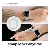 Elago Duo Apple Watch Case - силиконов (TPU) кейс с две сменяеми поликарбонатни части за Apple Watch 7 41мм, Apple Watch 8 41мм (прозрачен-мат и светлосин) 5