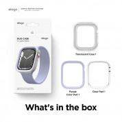 Elago Duo Apple Watch Case - силиконов (TPU) кейс с две сменяеми поликарбонатни части за Apple Watch 7 41мм, Apple Watch 8 41мм (прозрачен-мат и лилав) 4