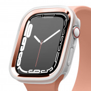 Elago Duo Apple Watch Case - силиконов (TPU) кейс с две сменяеми поликарбонатни части за Apple Watch 7 41мм, Apple Watch 8 41мм (прозрачен-мат и розово злато)