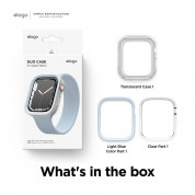 Elago Duo Apple Watch Case - силиконов (TPU) кейс с две сменяеми поликарбонатни части за Apple Watch 7 45мм, Apple Watch 8 45мм (прозрачен-мат и светлосин) 4