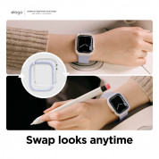 Elago Duo Apple Watch Case - силиконов (TPU) кейс с две сменяеми поликарбонатни части за Apple Watch 7 45мм, Apple Watch 8 45мм (прозрачен-мат и лилав) 5