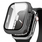 Elago Clear Shield Case - качествен твърд кейс с вграден стъклен протектор за дисплея на Apple Watch 8 41мм, Apple Watch 7 41мм (сив)