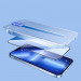 Joyroom Knight Full Screen with mounting kit (JR-H10) - комплект уред за поставяне и стъклено защитно покритие на iPhone 14 Pro (черен-прозрачен) 7