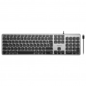 Macally Full Size Wired USB-C Keyboard 108 Key UK - USB-C клавиатура оптимизирана за MacBook (тъмносив)