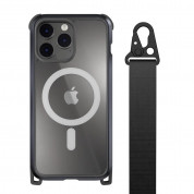 Mageasy Odyssey+ M Metal Black Case With Magsafe - удароустойчив хибриден кейс с Magsafe и връзка с карабинер за iPhone 14 Pro Max (черен) 