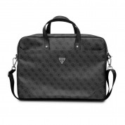 Guess 4G PU Triangle Logo Laptop Bag - луксозна дизайнерска чанта с дръжки и презрамка за преносими компютри до 16 инча (черен)