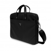 Guess Saffiano Triangle Logo Laptop Bag - луксозна дизайнерска чанта с дръжки и презрамка за преносими компютри до 16 инча (черен) 1