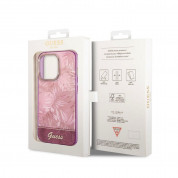 Guess Jungle Hybrid Case - дизайнерски кейс с висока защита за iPhone 14 Pro (розов) 5