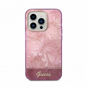 Guess Jungle Hybrid Case - дизайнерски кейс с висока защита за iPhone 14 Pro (розов) 1