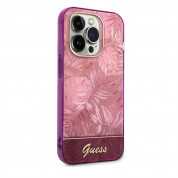 Guess Jungle Hybrid Case - дизайнерски кейс с висока защита за iPhone 14 Pro Max (розов) 2