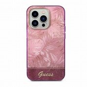Guess Jungle Hybrid Case - дизайнерски кейс с висока защита за iPhone 14 Pro Max (розов) 1