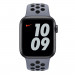 Apple Watch Nike Sport Band - оригинална силиконова каишка за Apple Watch 42мм, 44мм, 45мм, Ultra 49мм (сив-черен) 3