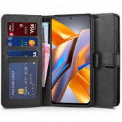 Tech-Protect Wallet Leather Flip Case - кожен калъф, тип портфейл за Poco M5s и Redmi Note 10/10s (черен)