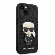 Karl Lagerfeld Glitter Flakes Ikonik Case - хибриден удароустойчив кейс за iPhone 14 (черен) 2