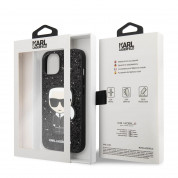 Karl Lagerfeld Glitter Flakes Ikonik Case - хибриден удароустойчив кейс за iPhone 14 (черен) 5
