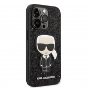 Karl Lagerfeld Glitter Flakes Ikonik Case - хибриден удароустойчив кейс за iPhone 14 Pro (черен) 2