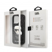 Karl Lagerfeld Glitter Flakes Ikonik Case - хибриден удароустойчив кейс за iPhone 14 Pro (черен) 5