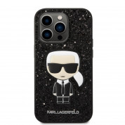 Karl Lagerfeld Glitter Flakes Ikonik Case - хибриден удароустойчив кейс за iPhone 14 Pro (черен) 1