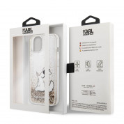 Karl Lagerfeld Liquid Glitter Choupette Eat Case - дизайнерски кейс с висока защита за iPhone 14 (прозрачен-златист) 5