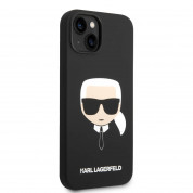 Karl Lagerfeld Liquid Silicone Karl Head Case - дизайнерски силиконов кейс за iPhone 14 Plus (черен) 2