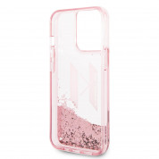 Karl Lagerfeld Liquid Glitter Big KL Logo Case - дизайнерски кейс с висока защита за iPhone 14 Pro (прозрачен-розов) 4