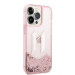 Karl Lagerfeld Liquid Glitter Big KL Logo Case - дизайнерски кейс с висока защита за iPhone 14 Pro (прозрачен-розов) 3