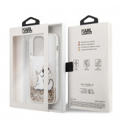 Karl Lagerfeld Liquid Glitter Choupette Eat Case - дизайнерски кейс с висока защита за iPhone 14 Pro (прозрачен-златист) 5