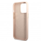 Guess PU 4G MagSafe Leather Hard Case - дизайнерски кожен кейс с MagSafe за iPhone 14 Pro (розов) 3