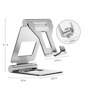 Tech-Protect Z10 Universal Aluminum Foldable Stand - сгъваема алуминиева поставка за мобилни телефони, таблети и лаптопи до 12 инча (сребрист) 2