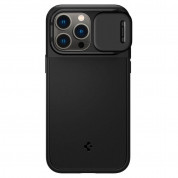 Spigen Optik Armor MagFit MagSafe Case - тънък качествен силиконов (TPU) калъф с капак за камерата с MagSafe за iPhone 14 Pro Max (черен) 2