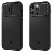 Spigen Optik Armor MagFit MagSafe Case - тънък качествен силиконов (TPU) калъф с капак за камерата с MagSafe за iPhone 14 Pro Max (черен) 3