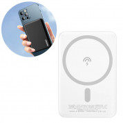 Dudao Magnetic Wireless Power Bank 5000 mAh 10W - безжична преносима външна батерия с USB-C вход за iPhone с Magsafe (бял) 1