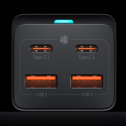 Baseus GaN 3 Pro Charger 100W (CCGP000101) - захранване за ел. мрежа за лаптопи, смартфони и таблети с 2xUSB-A и 2xUSB-C изходи с технология за бързо зареждане и USB-C кабел (черен) 13