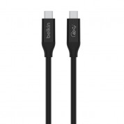 Belkin USB4 USB-C to USB-C Cable, 4K, 100W, 40Gbps - USB4 кабел за устройства с USB-C порт (80 см) (черен)