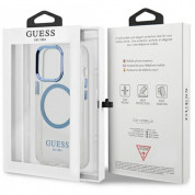 Guess Metal Outline MagSafe Case - хибриден удароустойчив кейс с MagSafe за iPhone 13 Pro (прозрачен-син) 6