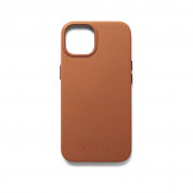 Mujjo Full Leather MagSafe Case - премиум кожен (естествена кожа) кейс с MagSafe за iPhone 15, iPhone 14, iPhone 13 (кафяв)