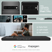Spigen Thin Fit Case - качествен тънък матиран кейс за Google Pixel 7 Pro (черен) 11
